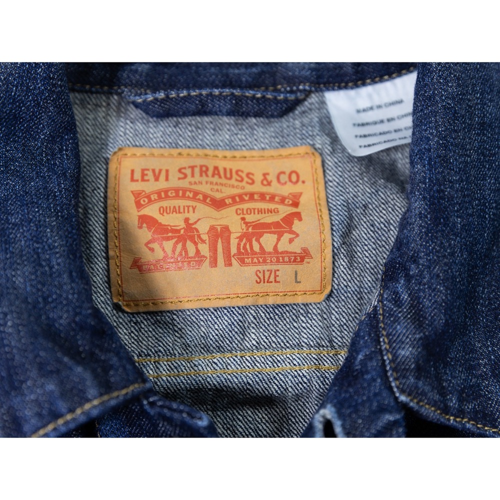 Levi's Mens Large Type III Trucker Denim Jacket Dark Wash Red Tab 72335-0007 - Picture 8 of 9